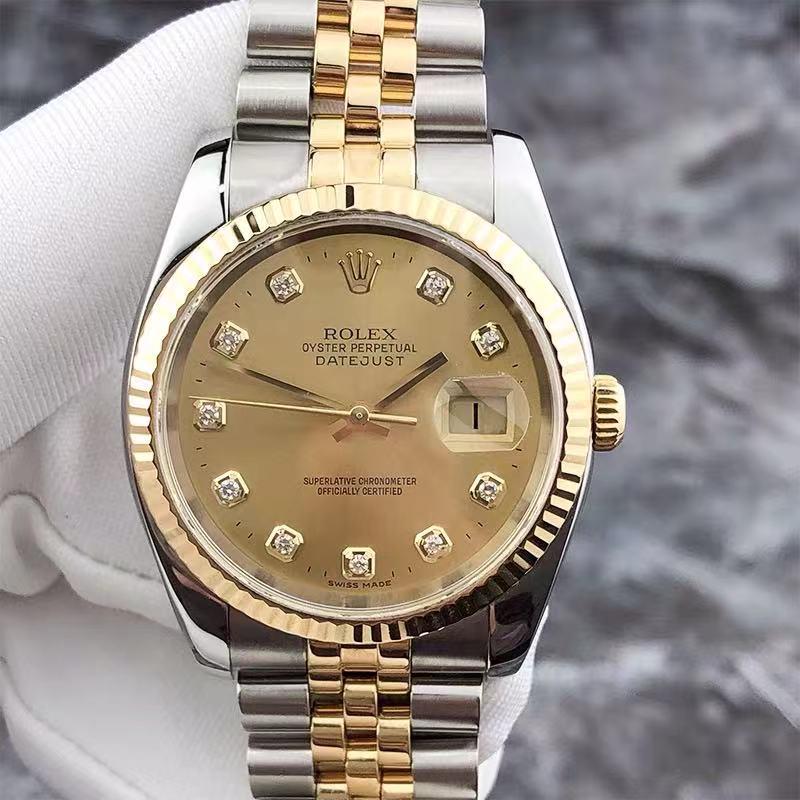 18k Gold & Steel Diamond Rolex Oyster Perpetual Date (1 of 4)
