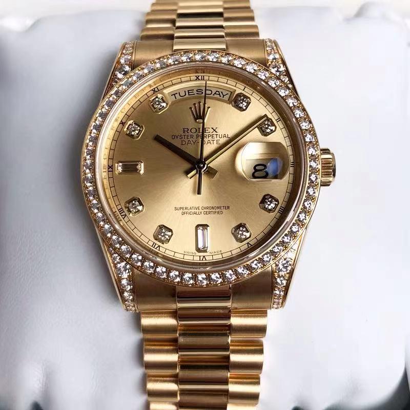 18k Gold Diamond Rolex Oyster Perpetual Day-Date Watch (1 of 5)
