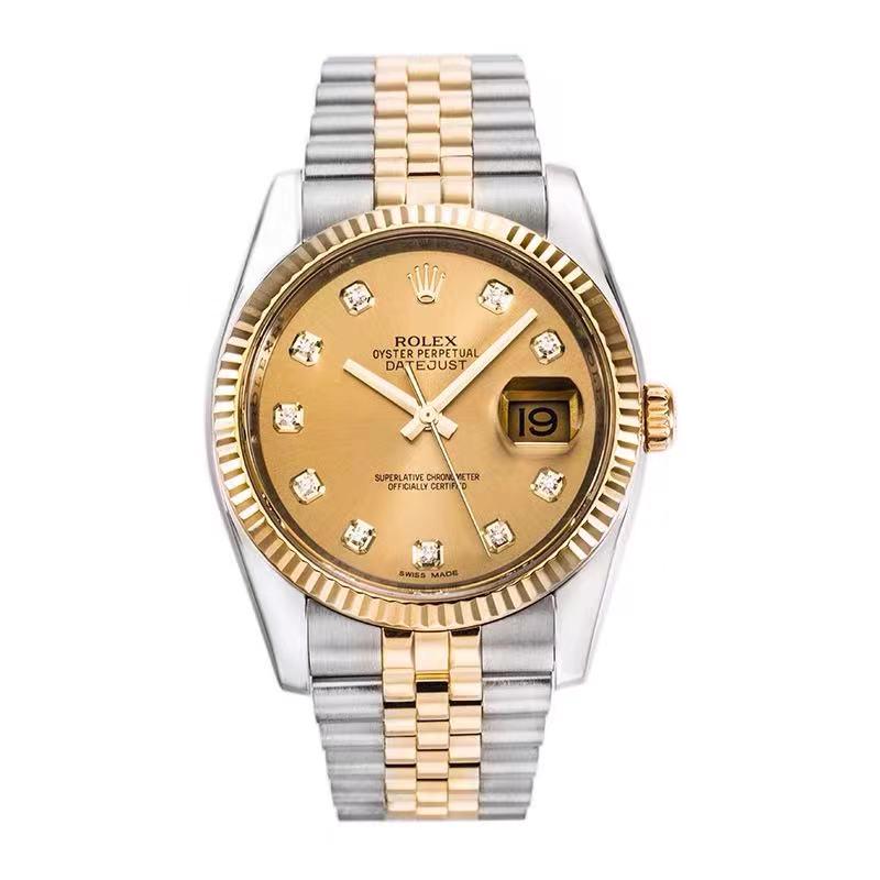 18k Gold & Steel Diamond Rolex Oyster Perpetual Date (1 of 4)