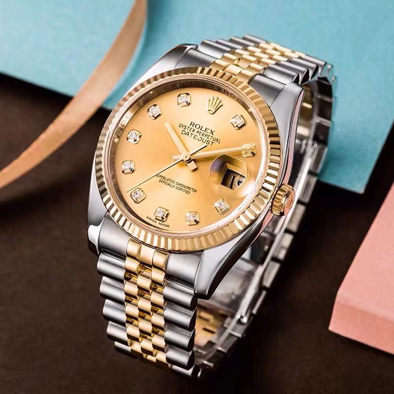 18k Gold & Steel Diamond Rolex Oyster Perpetual Date (1 of 5)