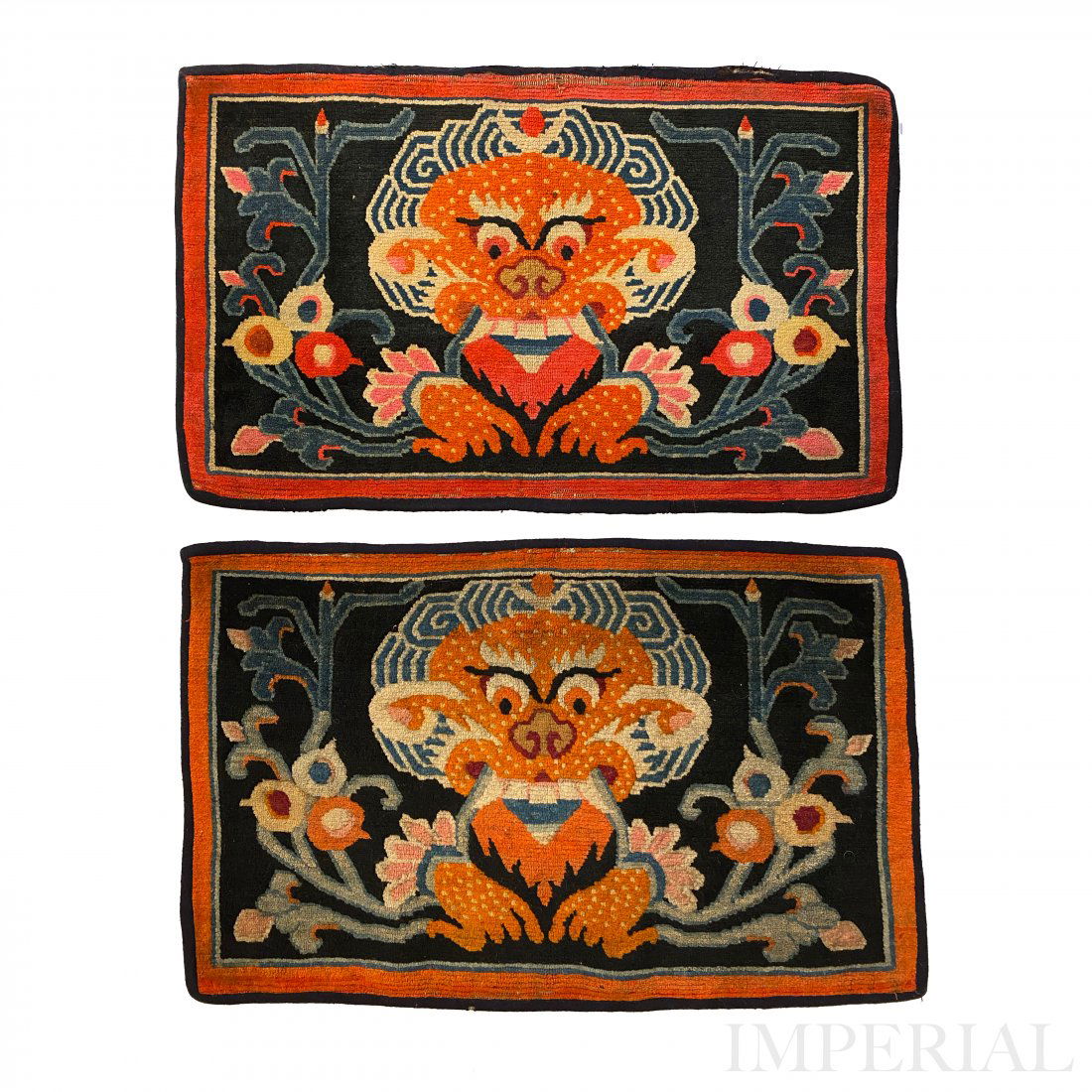 A RARE PAIR OF "GYABNYE" RUGS, TIBET, 1920s (1 of 2)