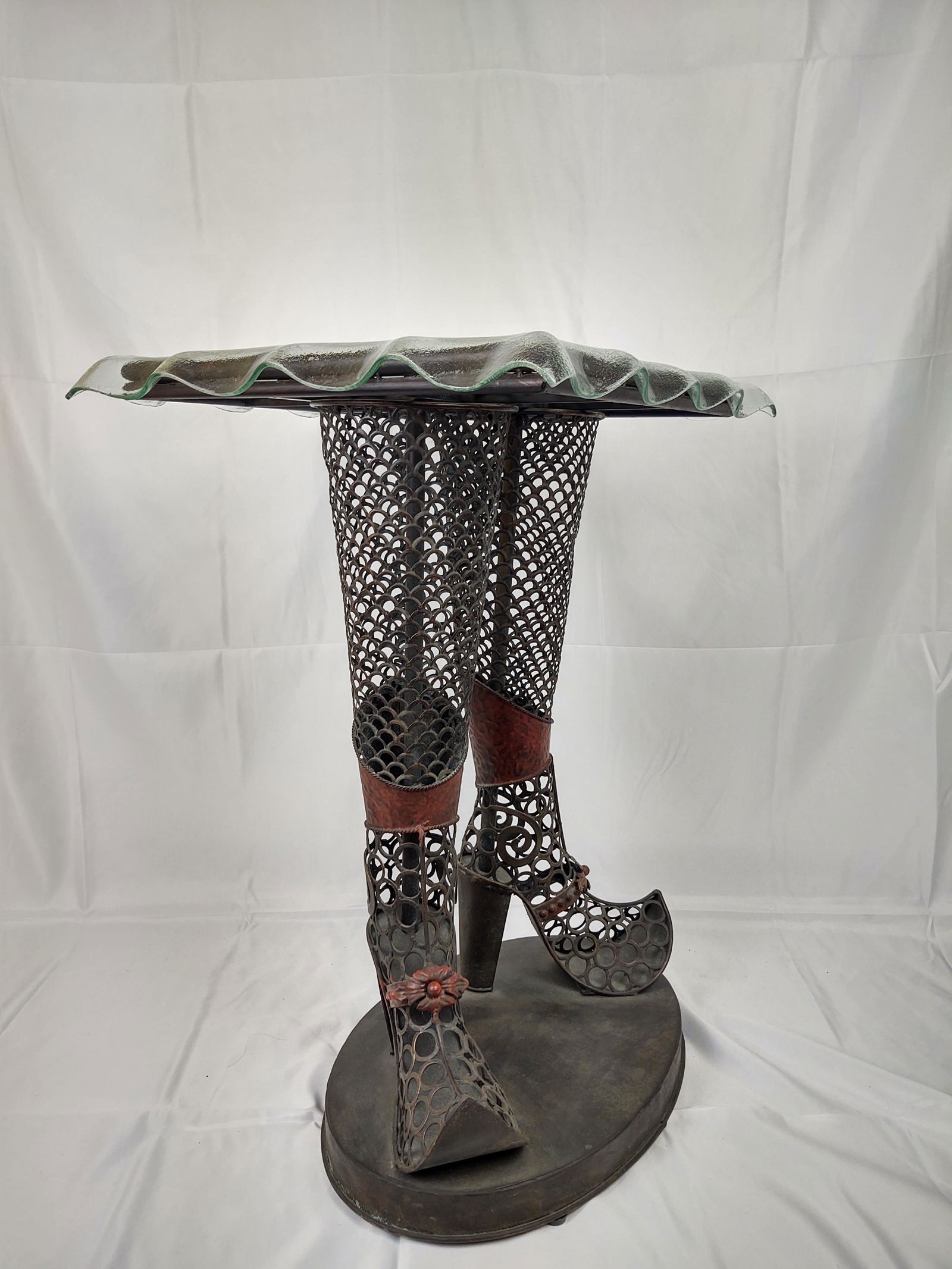 Metallic End Table w/ Glass Top (1 of 3)
