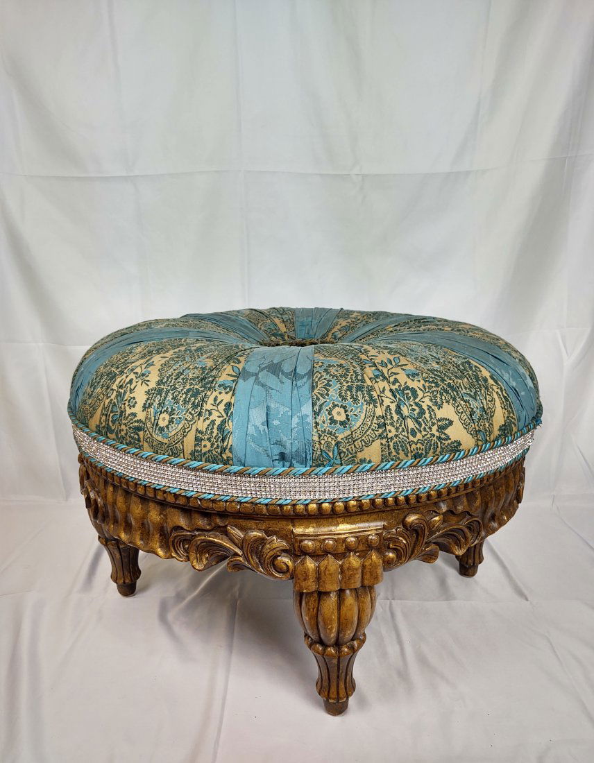 Custom Ottoman in Iced Blue Peacock Damask (1 of 8)