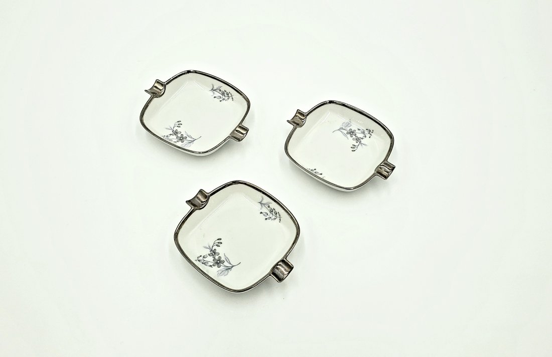 Set of 3 Vintage Ashtrays - Edelstein China, Germany (1 of 4)