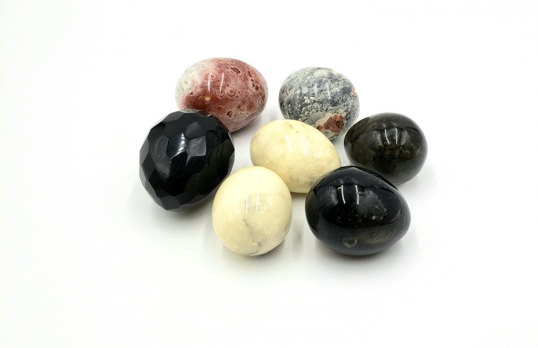 Set of 7 Semi Precious Stone Eggs (1 of 3)