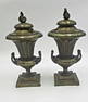 Pair Art Nouveau Brass Oil Torchiere Table Lamps