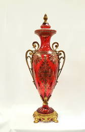 Decorative Large Venetian Style Red Glass Urn