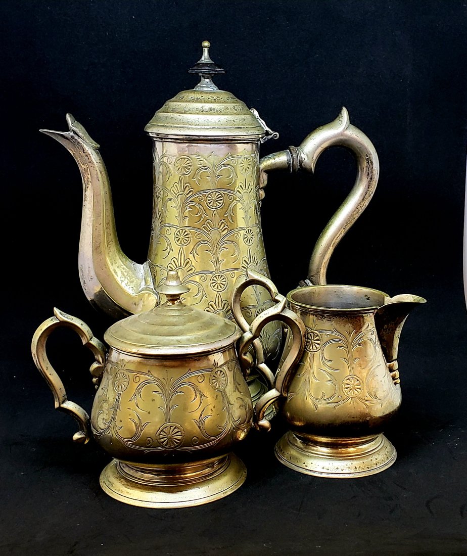 3 Pc Indian Silver Tea Serving Set (1 of 6)