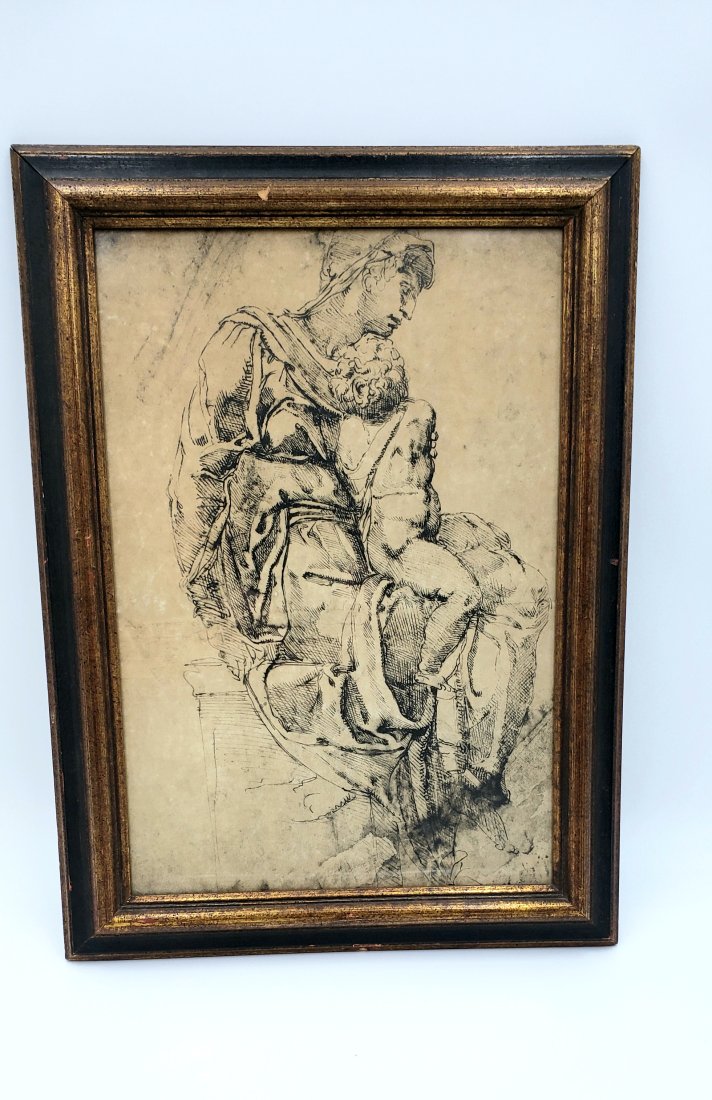 Print of Michelangelo Drawing-Statue of Madonna & Child (1 of 5)