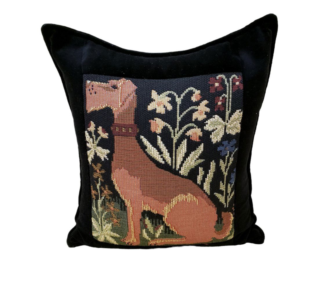 Black Velvet & Machined Needlepoint Scented Airedale Accent Pillow (1 of 1)