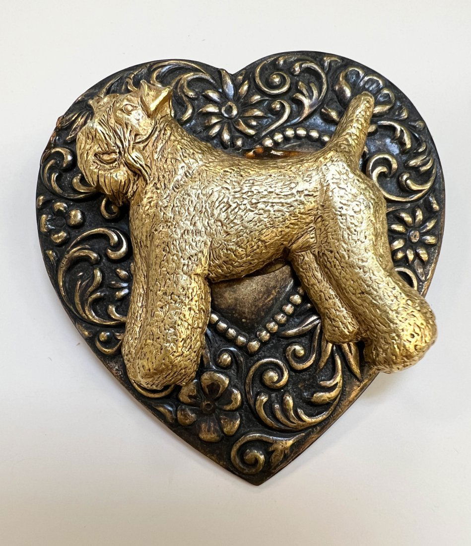 Vintage Airedale Terrier Heart Brooch by Denise Brown (1 of 4)