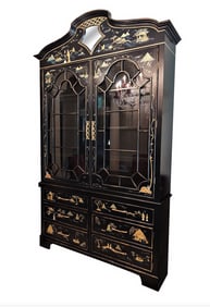 9.5 Ft Tall Custom Asian Display Armoire China Cabinet With Crystal Encrusted Hardware