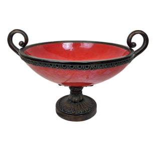 Romanesque Style Red Tabletop Centerpiece Urn