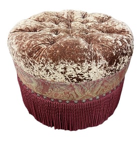 Crushed Velvet Ottoman With Fringes by Century Furniture