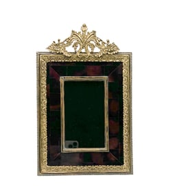 Vintage Brass And Tortoise Shell Easel Picture Frame