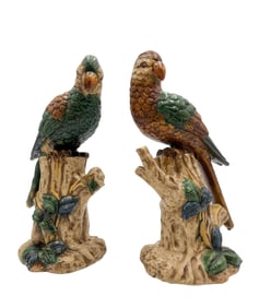Pair of Ceramic Parrot Figurines