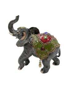 Cloisonne Elephant Jeweled Trinket Box