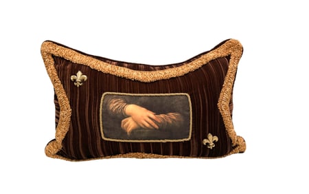 Custom Decorative Pillow Featuring Da Vinvi's Mona Lisa's Hands