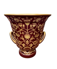 Vintage Burgundy Color Ceramic Planter/Jardine