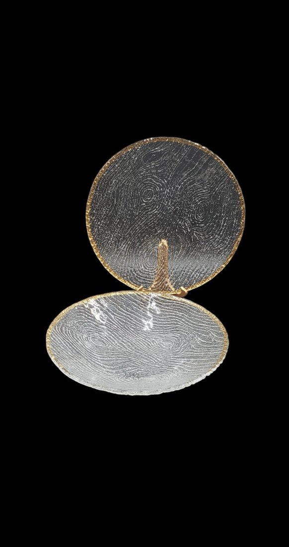 Pair of Vintage Textured Art Glass Platters (1 of 9)
