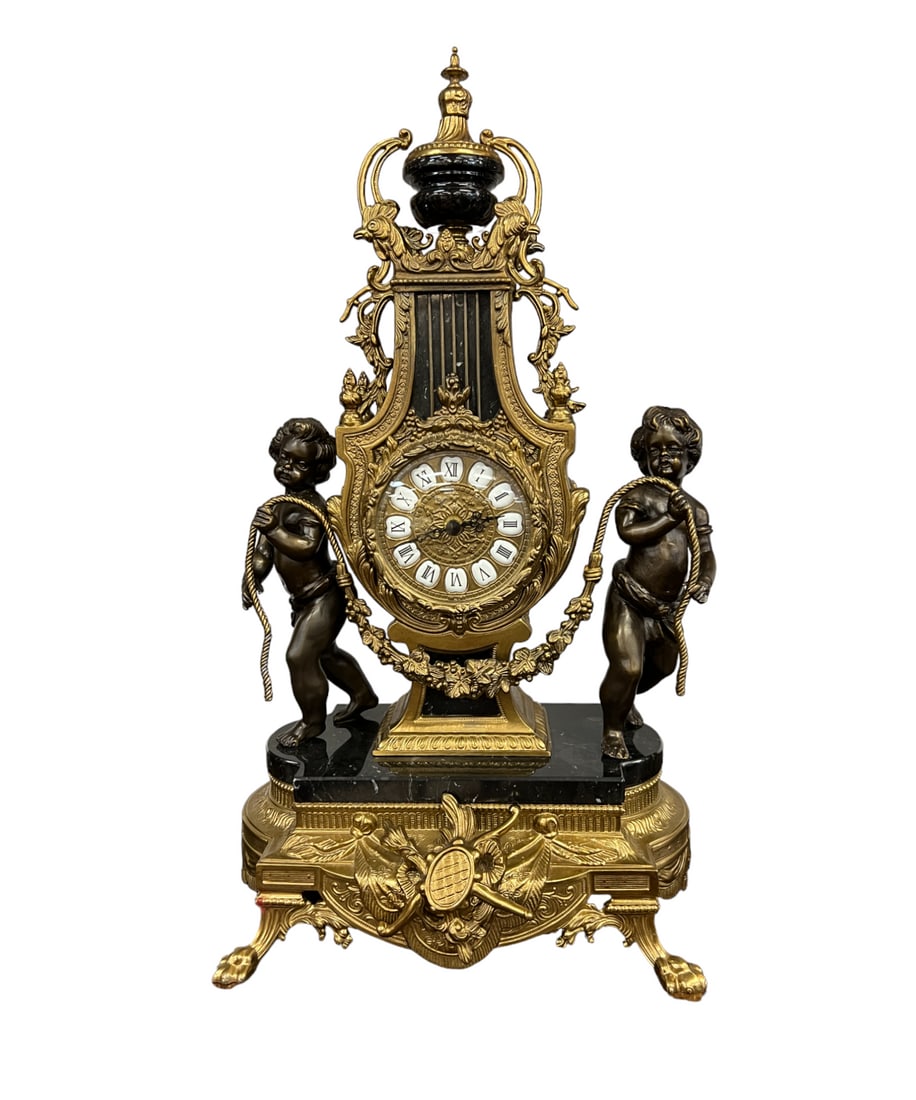 Imperial Lancini / Franz Hermle Gilded Cast Bronze & Marble Mantle Clock (1 of 14)