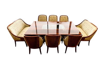 9 Pc English Art Deco Style Dining Suite