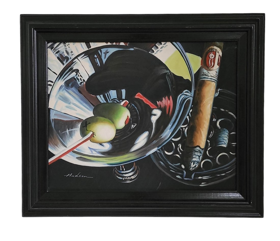 MARTINI & CIGAR CANVAS PRINT-AFTER THOMAS ARVID SIGNED BY HUDSON (1 of 5)