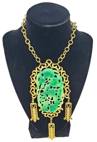 Vendome Faux Jade Pendant/Necklace