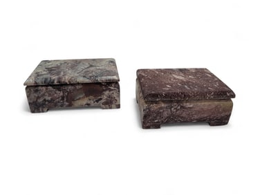 Pair of Marble Lidded Trinket Boxes