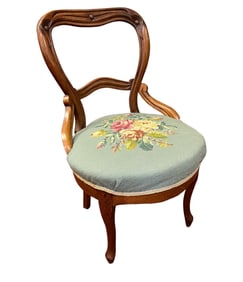 Petite Needlepoint Upholstered Chair