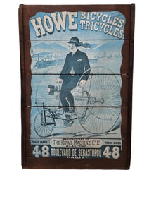 VTG Wooden Wall Plaque "Howe Bicycles & Tricycles"
