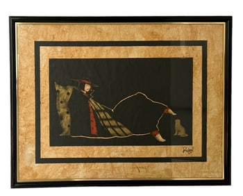Golden Cat by Jorge Acevedo Rafael, Framed