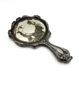 Antique Art Nouveau Silver Plated Hand Mirror