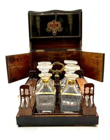Antique Napoleon III Tantalus Liquor Cabinet