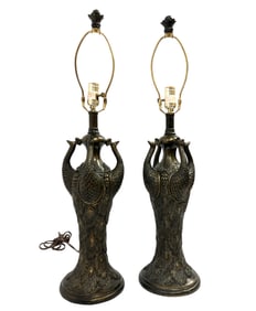 Pair of Peacock Table Lamps