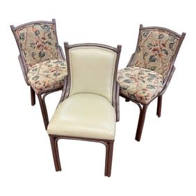Set of 3 Petite Bamboo Game Table/Accent Chairs