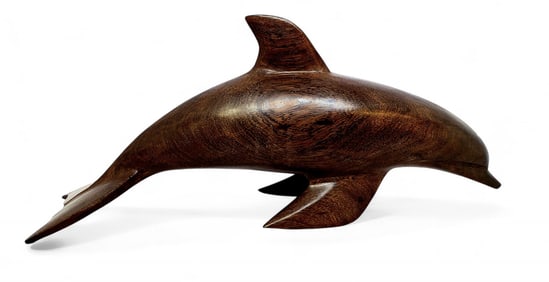 Hand Carved Desert Ironwood Dolphin Figurine