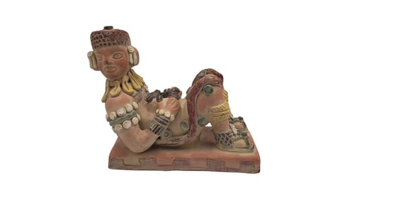 Mesoamerican Clay Chacmool Sculpture