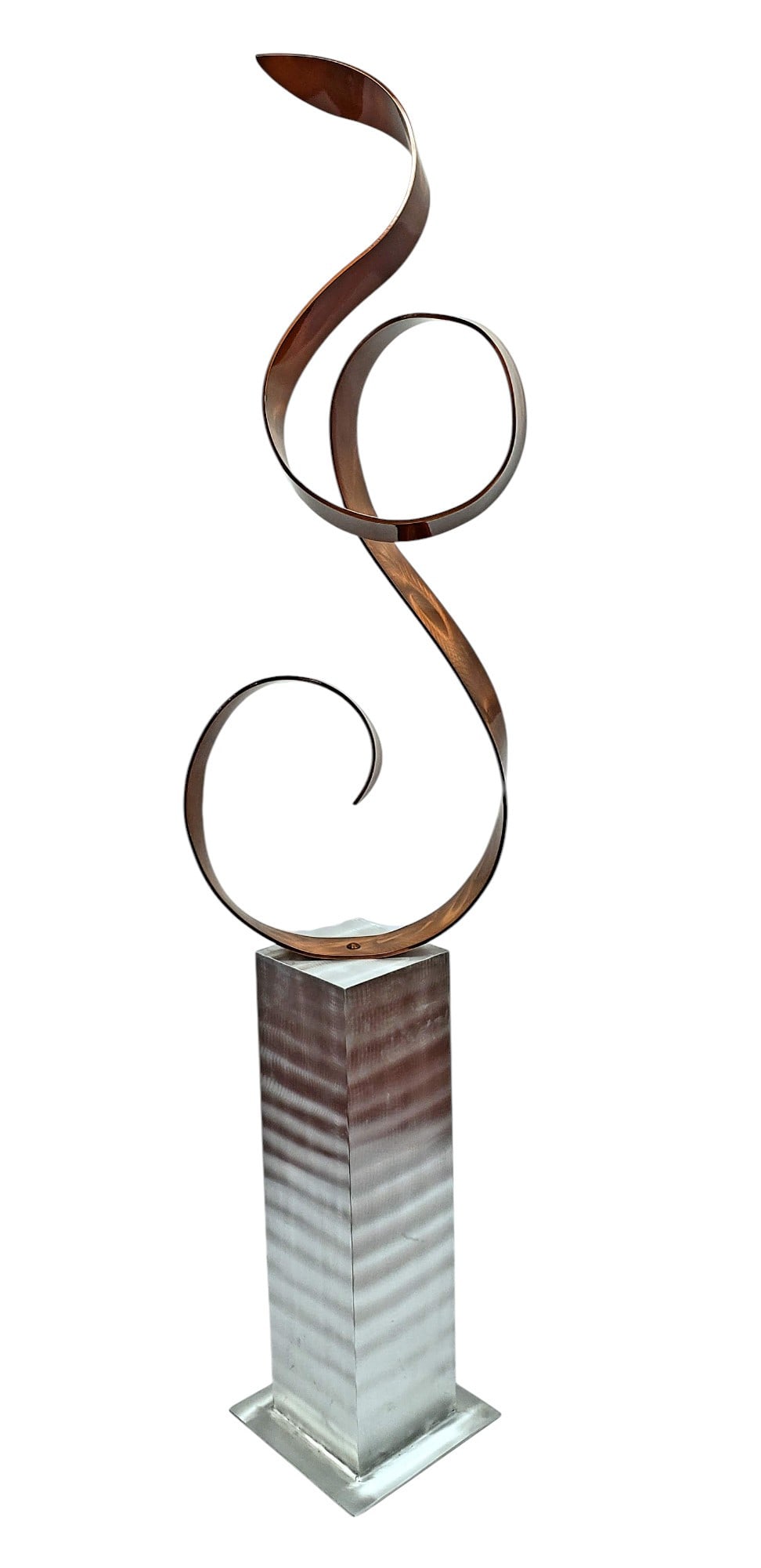 Metal Art Sculpture by Jon Allen, 2014: Freestanding metal art sculpture by John Allen. Signed and dated. Suitable for indoor or outdoor use. The piece is crafted from aircraft grade aluminum, and coated with a protective UV powder coat fin