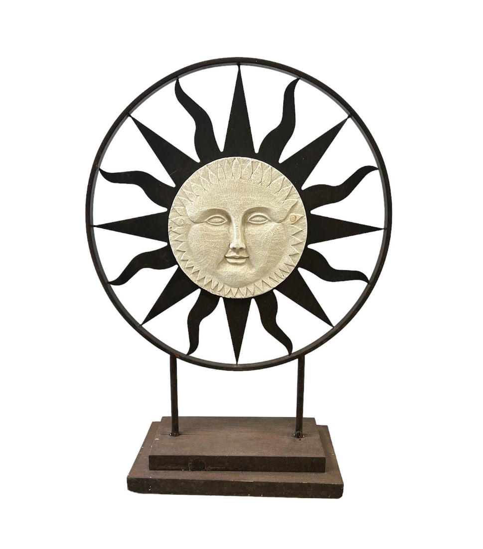 Dual-Sided Celestial Sun and Moon Mixed Media Sculpture (1 of 5)