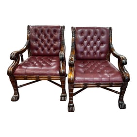 Statement Piece Chesterfield Style Arm Chairs, a Pair