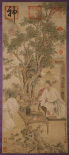 Yuan Dynasty - "Ren Renfa" Figure Painting: L: 36 5/8 in(93cm) W: 15 3/4 in(40cm)