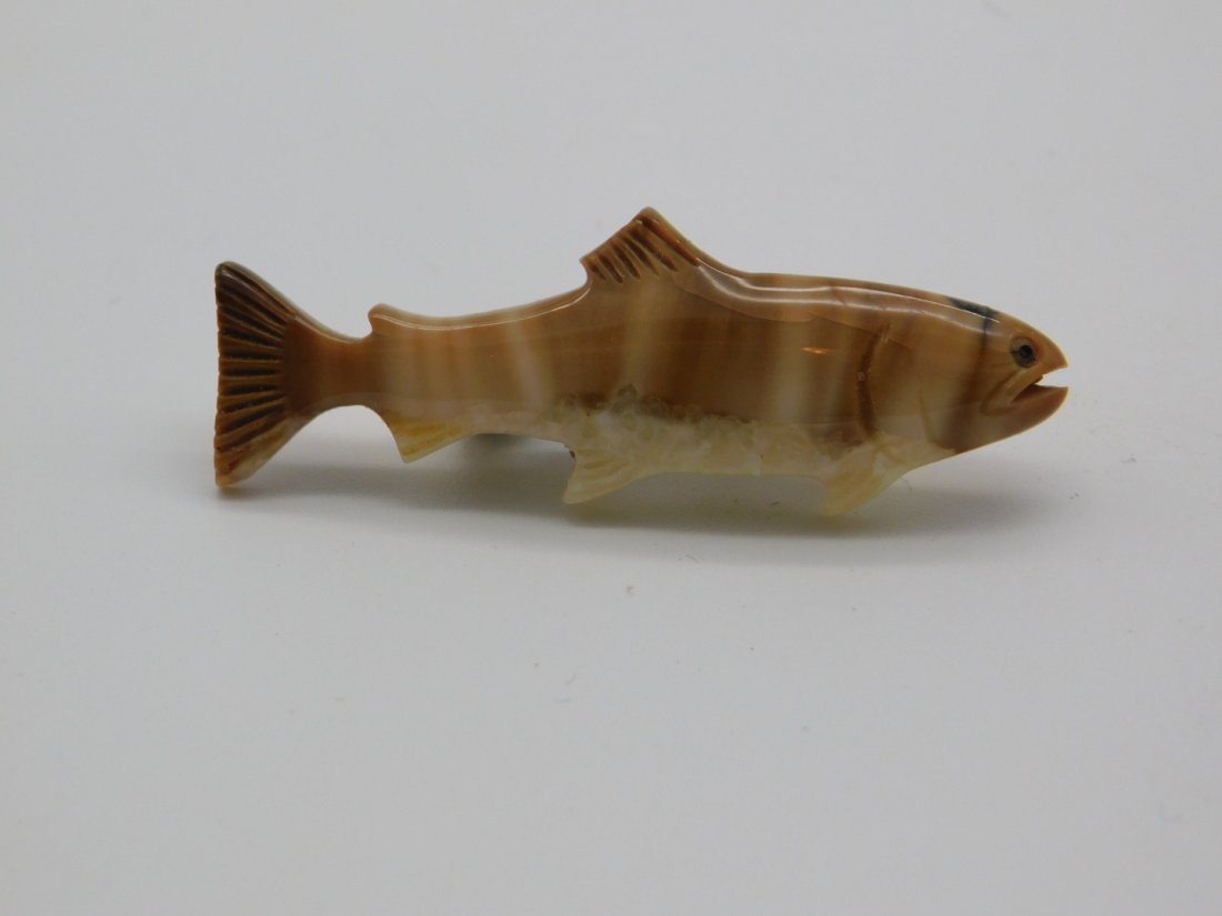 Mid Century Inuit Carved Mastodon Ivory Fish Fetish Effigy Pin Brooch (1 of 4)