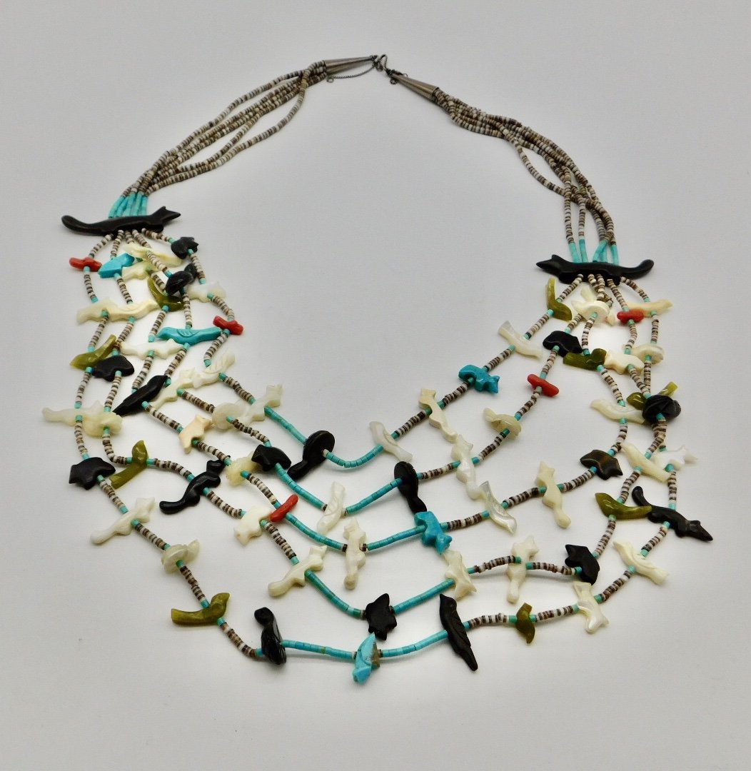 1970s Native Zuni 5 Strand Multi Stone Fetish Necklace by Tony Luala Collective (1 of 5)