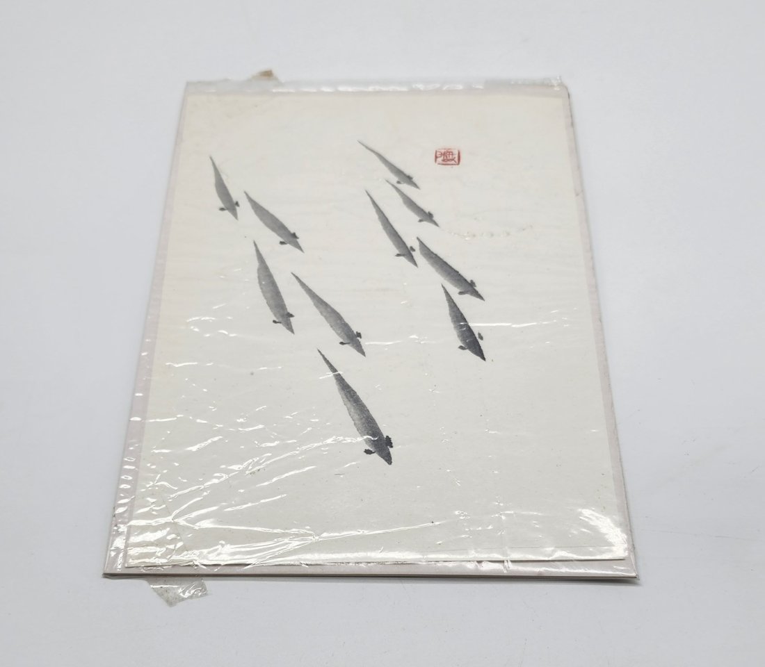 Antique Japanese Ukiyo-e Woodblock Print of Ten Fish: Antique Japanese Ukiyo-e Woodblock Print of Ten Fish. See photos for details as part of description. Excellent vintage condition. Measures approximately: 9 inches long x 6.5 inches wide.