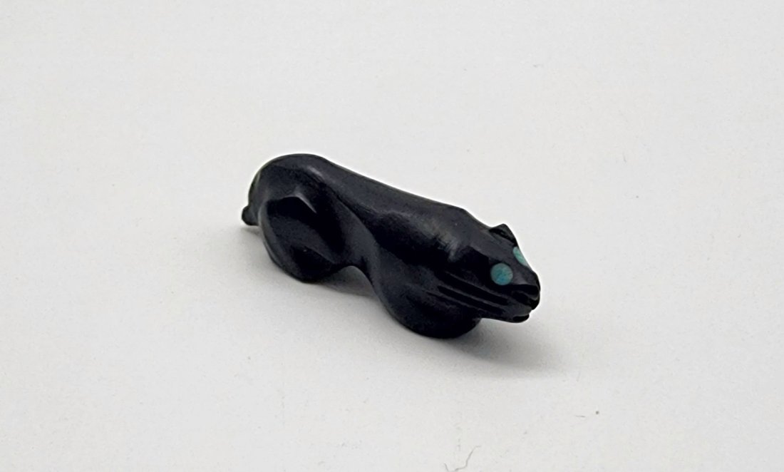 Native Zuni Carved Jet Bear Fetish Signed By Kelly Boone (1 of 7)