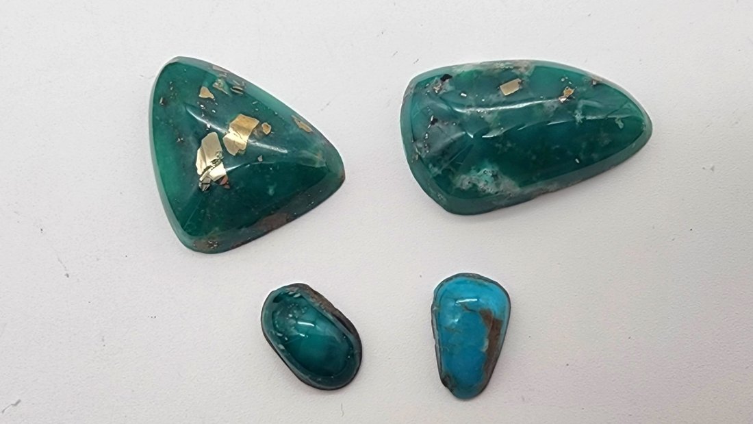 Lot of 4 Broken Arrow Variscite & Bisbee Turquoise Cabochons 43.80 Carats (1 of 1)