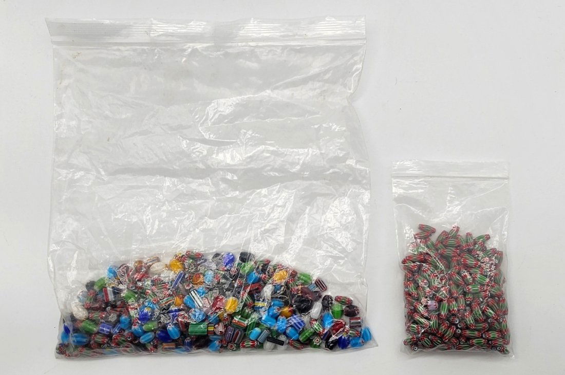 Large Lot of Assorted Chevron Glass Trade Beads (1 of 3)