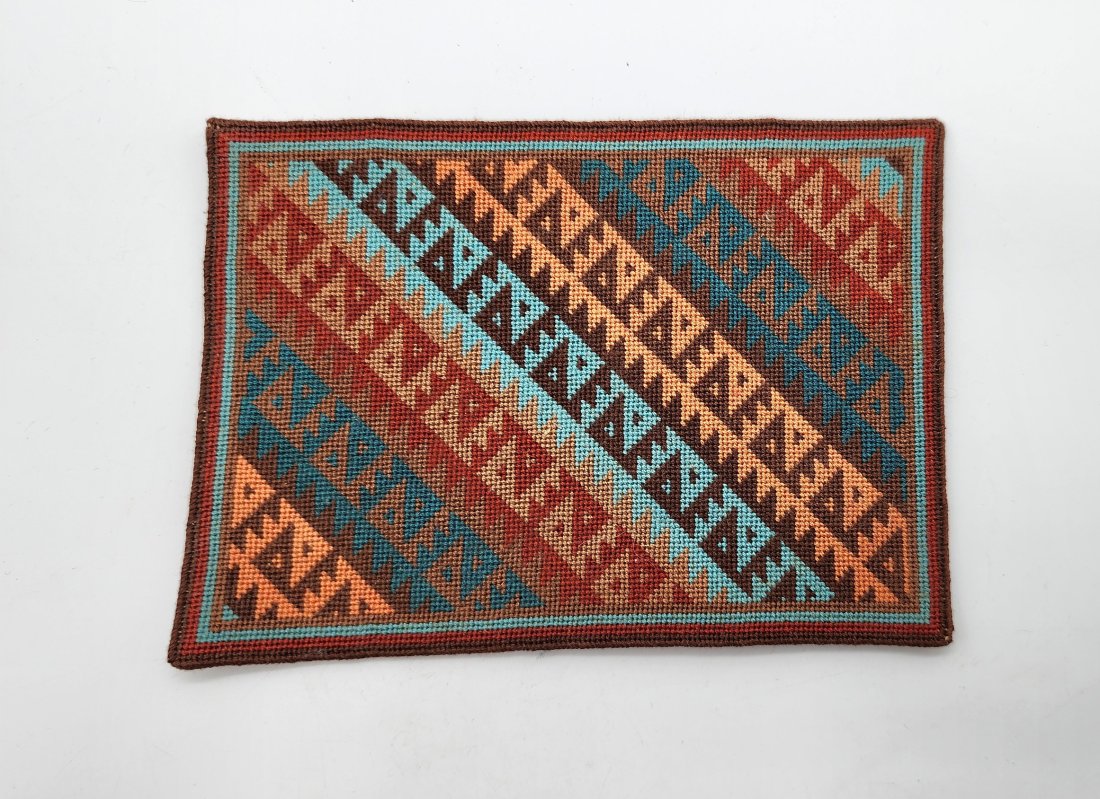 Native Navajo Woven Miniature Rug: Native Navajo Woven Miniature Rug. See photos for details as part of description. Excellent condition. Measures approximately: 6.75 inches long x 4.70 inches wide.
