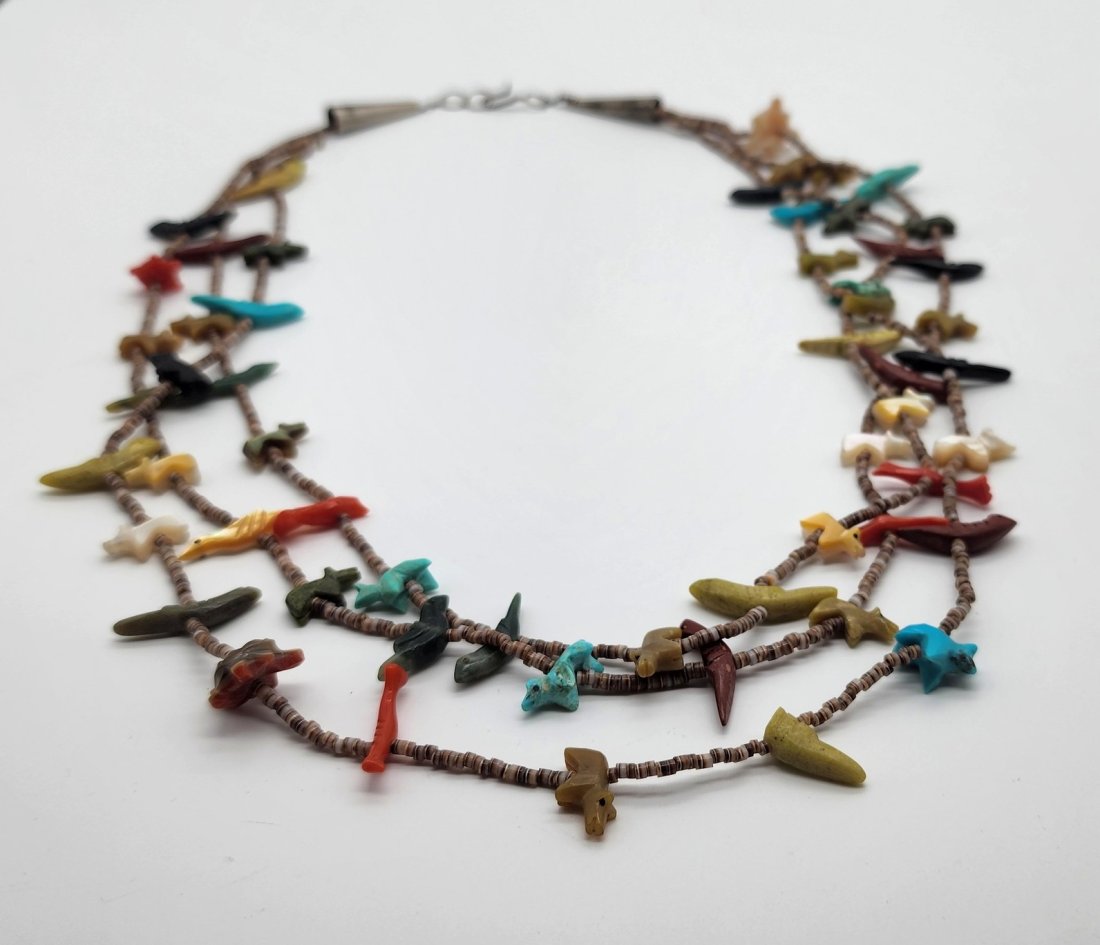 1970s Native Zuni Carved Multi Stone Fetish Necklace By Marvelita Phillips (1 of 1)